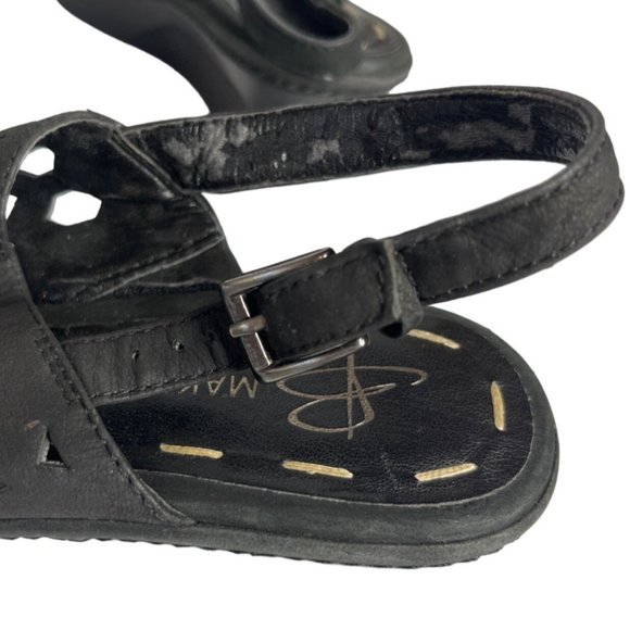 B Makowsky Womens BFSolly Wedge Sandal Black Leather Size 8M - Picture 5 of 10
